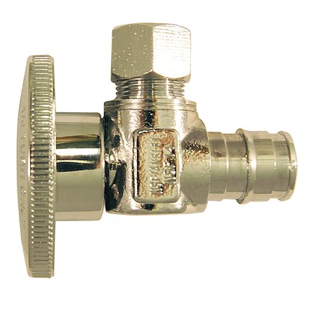 APOLLO EXPANSION PEX 1/2 in. Chrome-Plated Brass PEX-A Expansion Barb x 3/8 in. Compression Quarter-Turn Angle Stop Valve EPXVA1238C